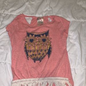 Coral/ pink owl shirt